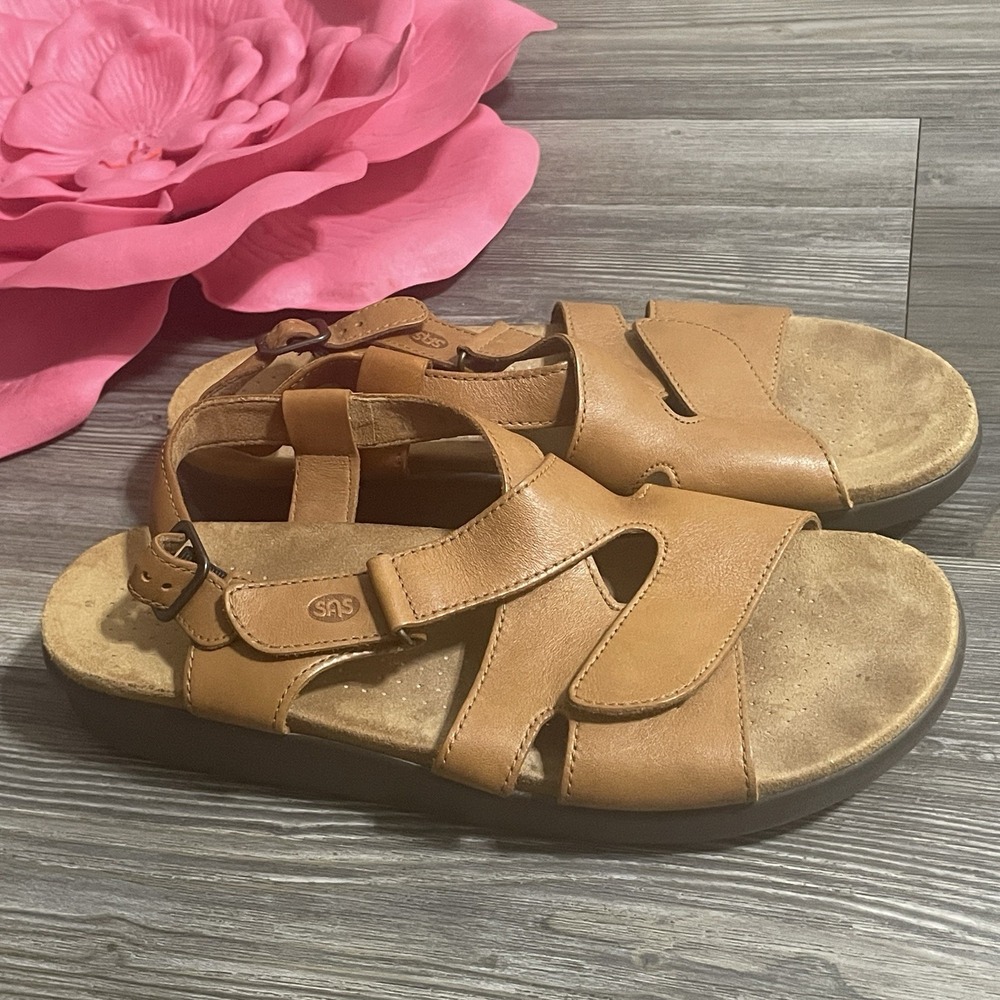 SAS Tripad Comfort Women's Sz 11 NARROW Huggy Leather Sandals Caramel